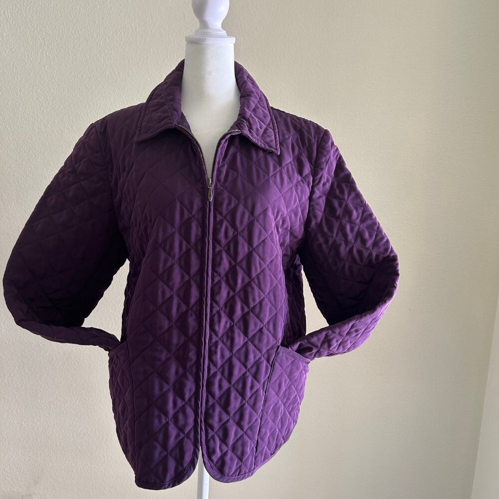 Pendleton Quilted Jacket Womens L Purple Diamond Barn Coat Full Zip Lightweight - Picture 6 of 12